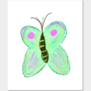 Green butterfly art Posters and Art